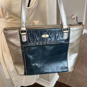 Aurielle blue and oyster shoulder bag